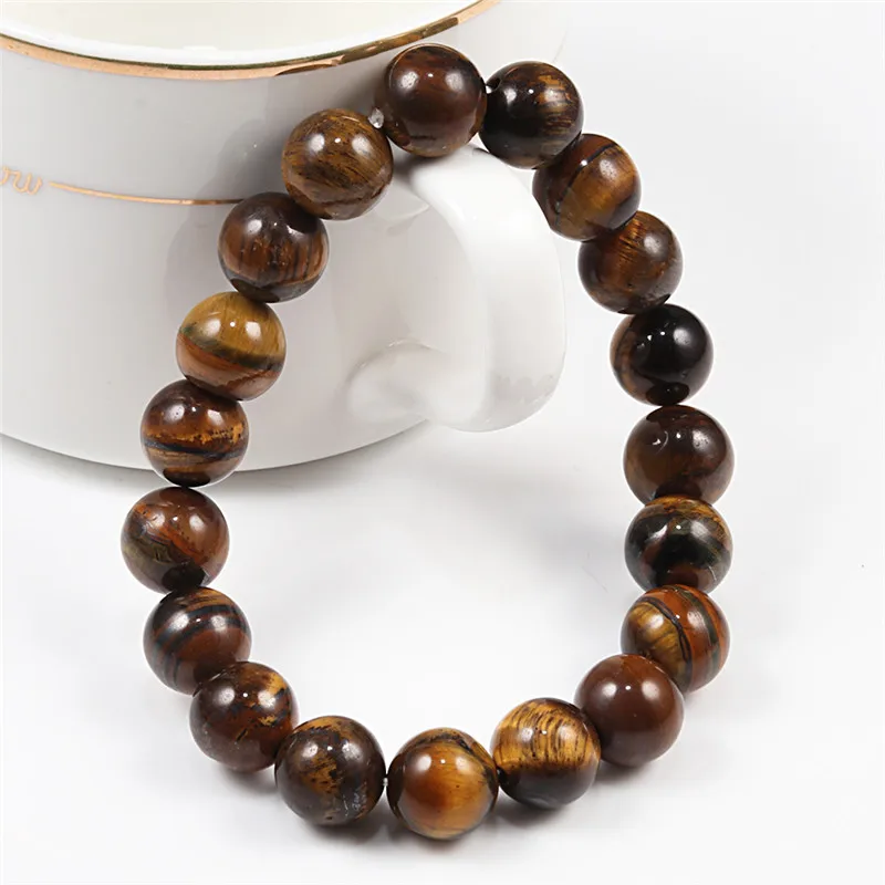 Natural Stone 6/8/10mm Beads Tiger Eye Bracelet Classic Men Women Buddha Black Lava Bracelets Minimalist Yoga Meditation Jewelry