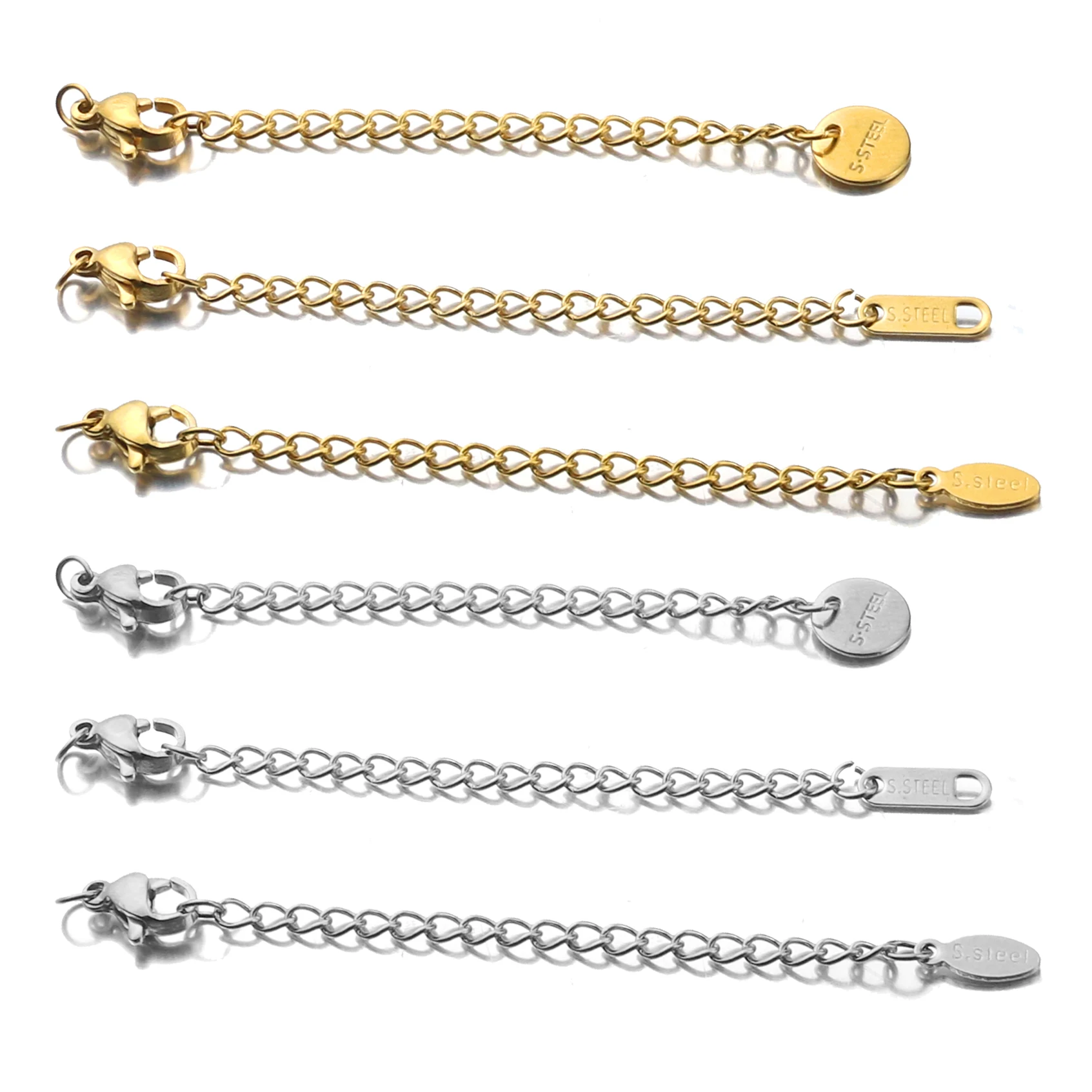 10pcs/lot Stainless Steel Extended Extension Tail Chain Lobster Clasps Connector DIY Jewelry Making Findings Bracelet Necklace
