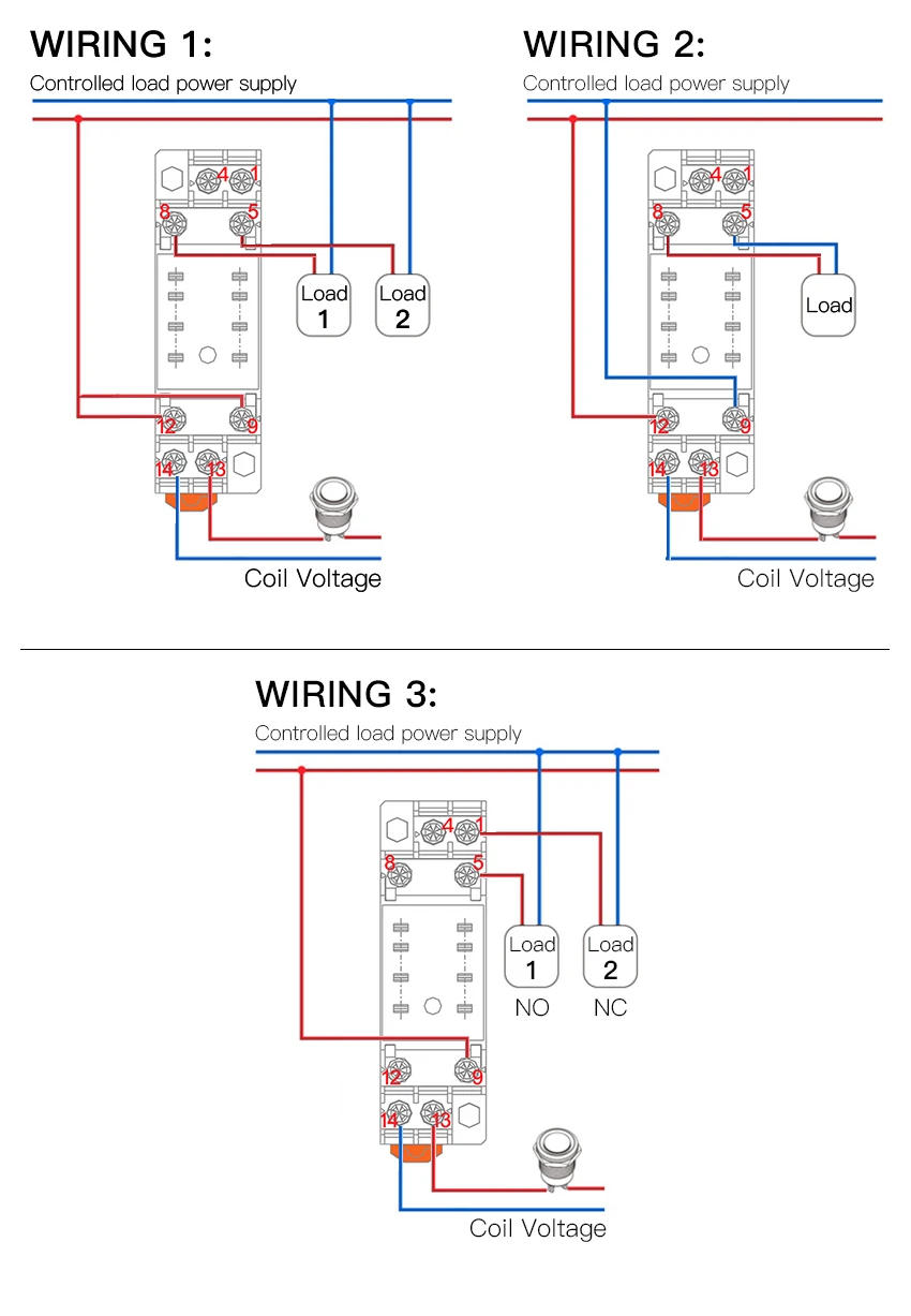 JQX-13F HH62P High power Relay Coil General DPDT Micro Mini Electromagnetic Relay Switch with Socket Base AC110V220V DC12V24V10A