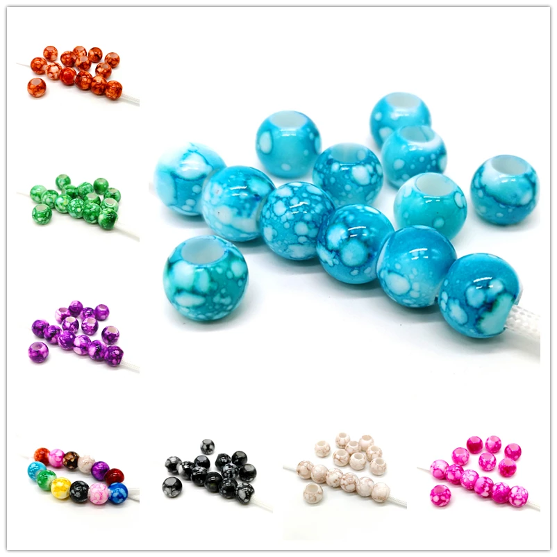 12mm Big Hole Round Beads for Jewelry Making Acrylic Beads Multicolor Loose Bead Jewelry DIY Accessory # 20pcs/lot