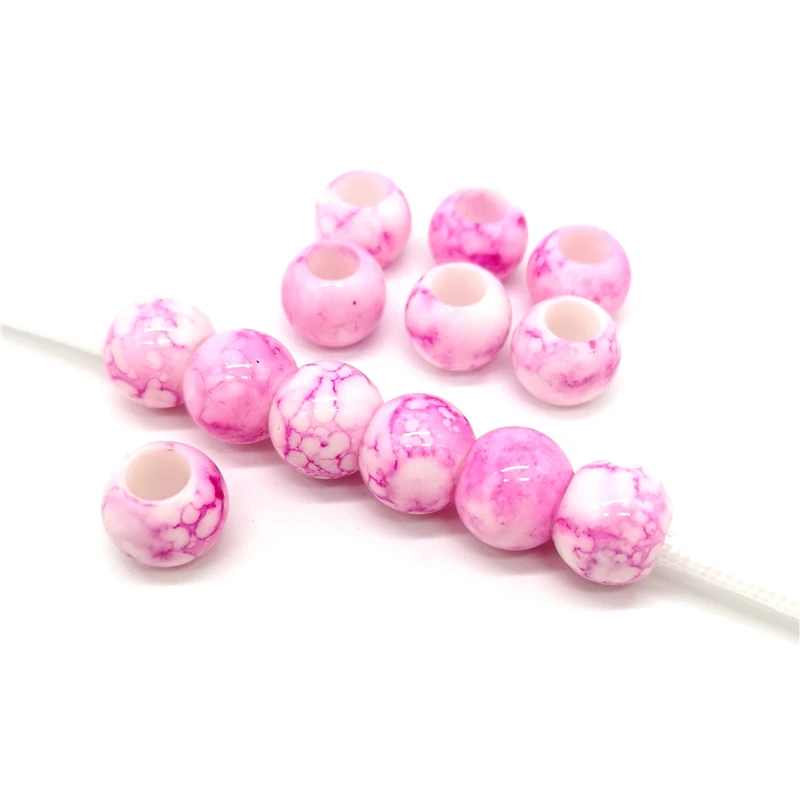 12mm Big Hole Round Beads for Jewelry Making Acrylic Beads Multicolor Loose Bead Jewelry DIY Accessory # 20pcs/lot