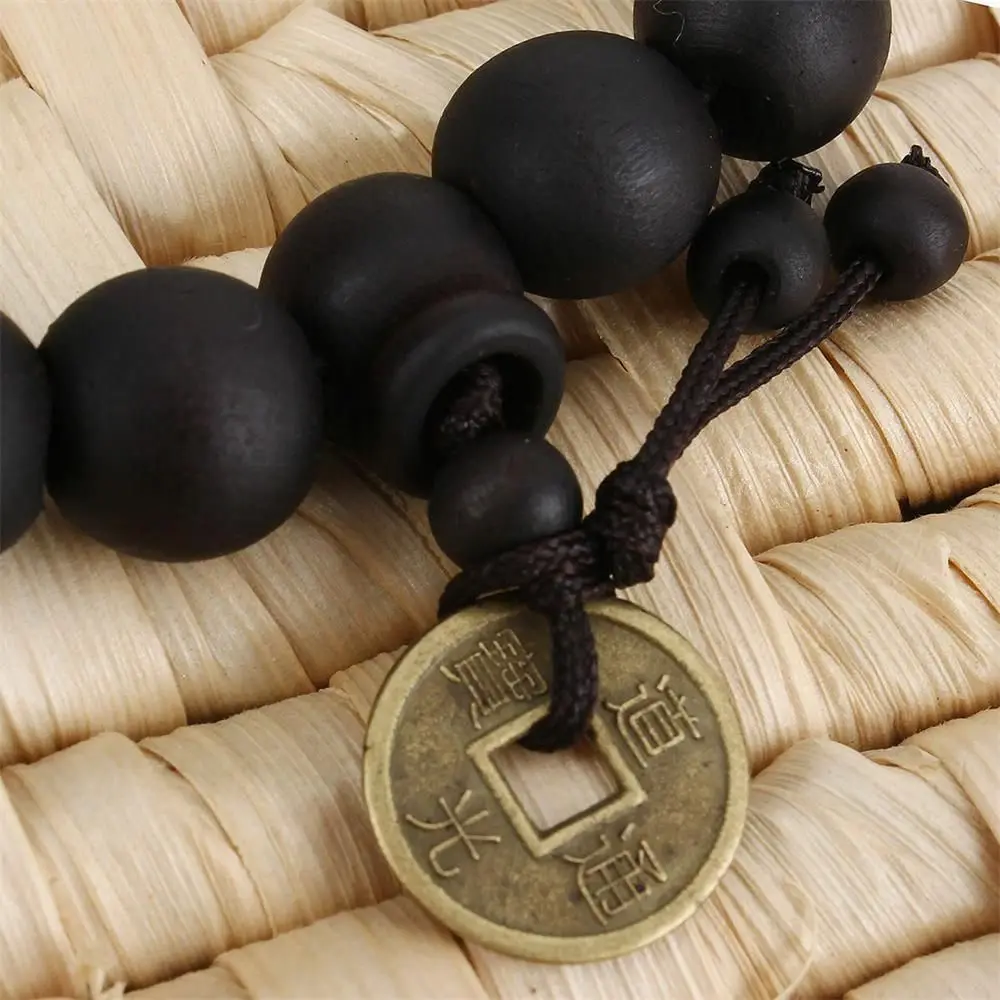 1Pc Wood Bead New Buddha Bracelet Buddhist Bangle Prayer Beads Copper Coin Women Men Lucky Religion Bracelets Charm Jewelry