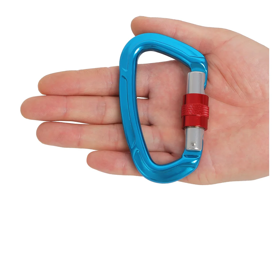 Outdoor Professional Rock Climbing Carabiner 25kN Lock D-shape Safety Buckle For Keys Tools Equipment
