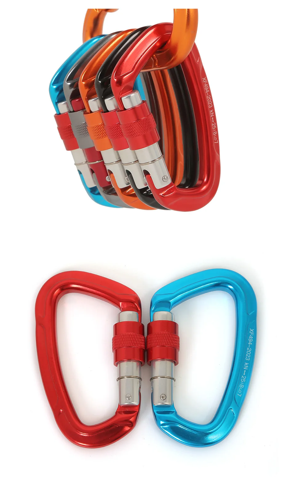 Outdoor Professional Rock Climbing Carabiner 25kN Lock D-shape Safety Buckle For Keys Tools Equipment