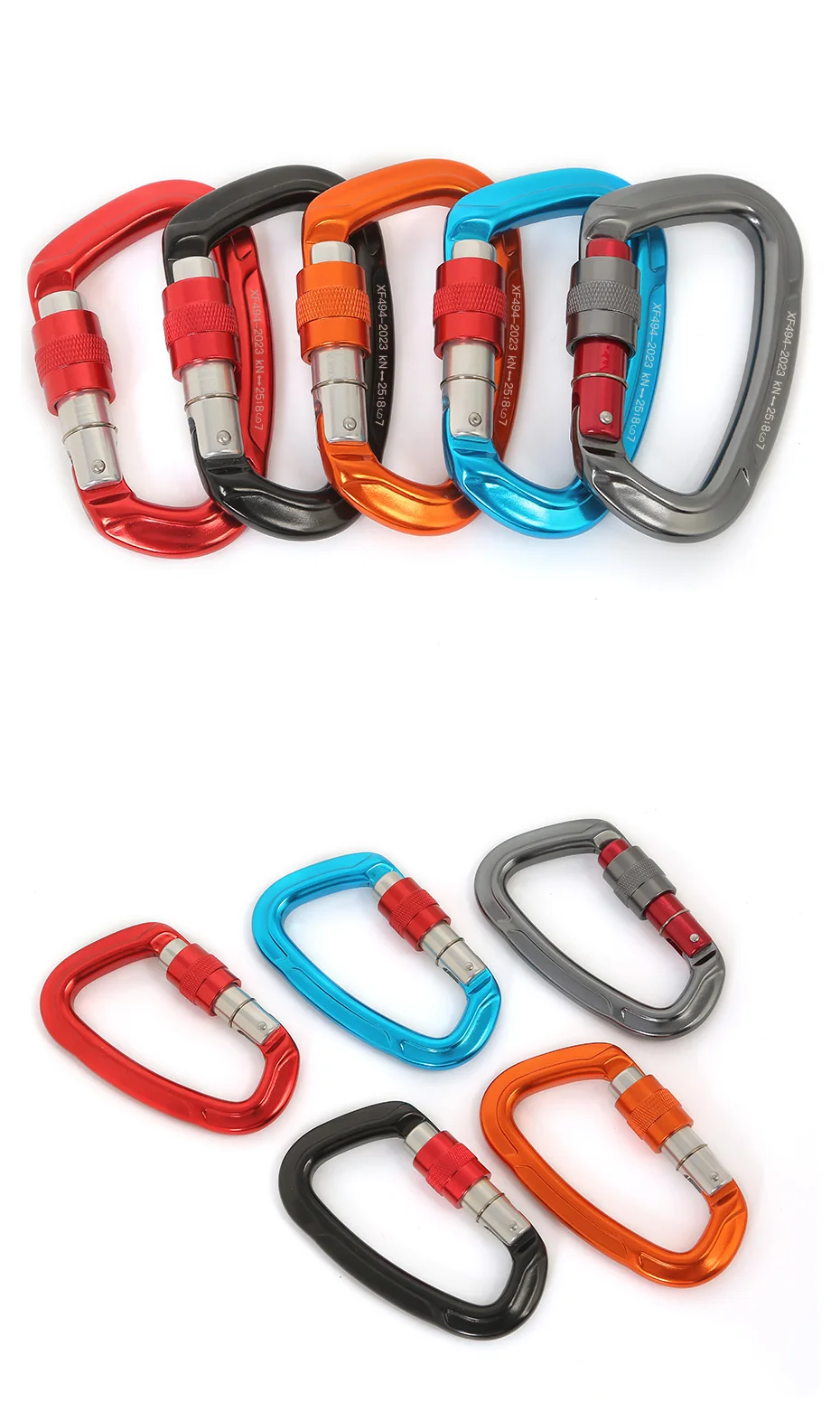 Outdoor Professional Rock Climbing Carabiner 25kN Lock D-shape Safety Buckle For Keys Tools Equipment