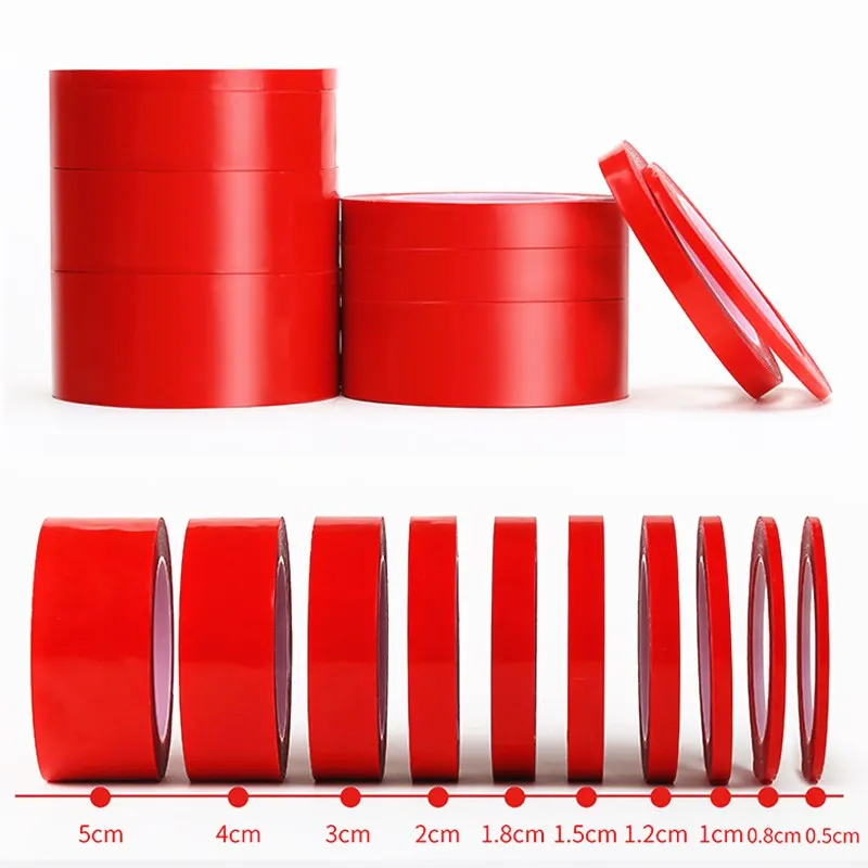 3/5/8/10/12/15/20/30/35/40/50/60mm Double Sided Adhesive Tape Acrylic Transparent No Traces Sticker LED Strip Car Fixed Tablet