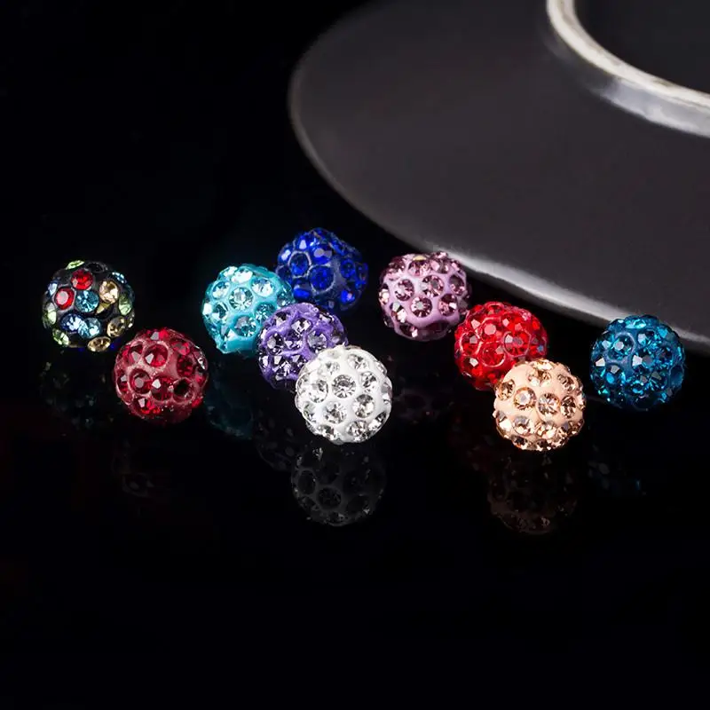10mm 19 Colors Czech Crystal Rhinestones Pave Clay Round Disco Ball Loose Spacer Beads Bracelet Necklace Earring Making 10pcs/lo