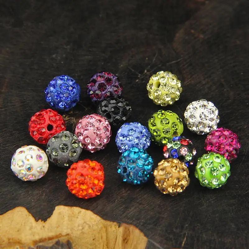 10mm 19 Colors Czech Crystal Rhinestones Pave Clay Round Disco Ball Loose Spacer Beads Bracelet Necklace Earring Making 10pcs/lo