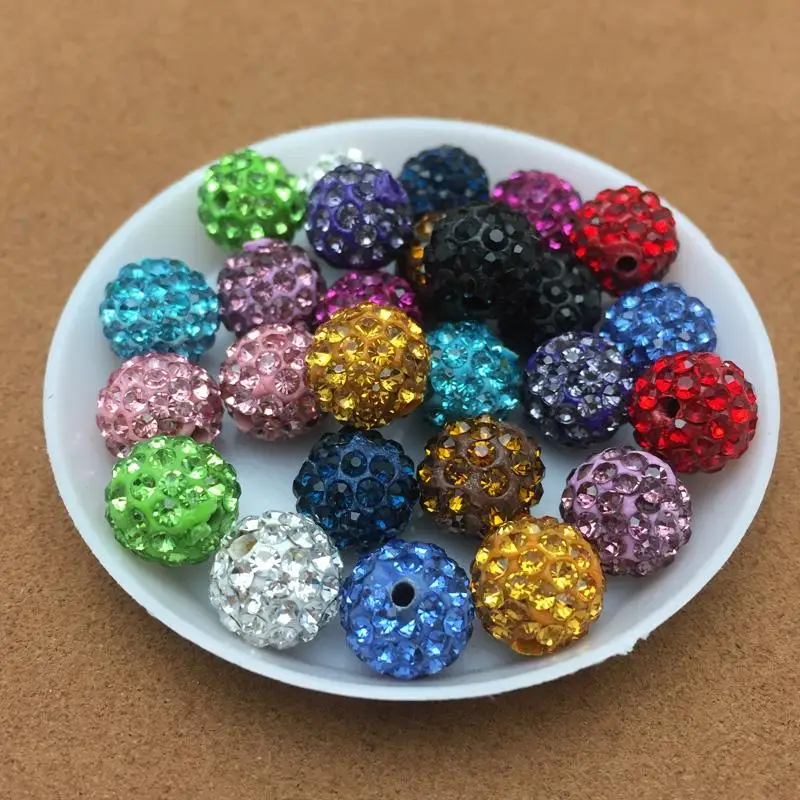 10mm 19 Colors Czech Crystal Rhinestones Pave Clay Round Disco Ball Loose Spacer Beads Bracelet Necklace Earring Making 10pcs/lo
