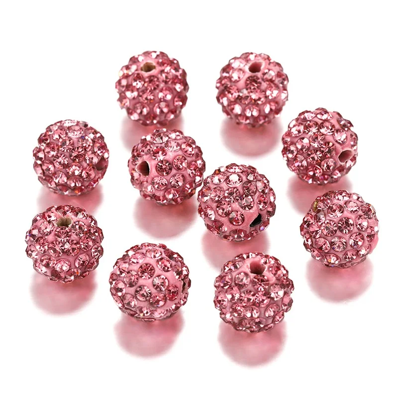 10mm 19 Colors Czech Crystal Rhinestones Pave Clay Round Disco Ball Loose Spacer Beads Bracelet Necklace Earring Making 10pcs/lo