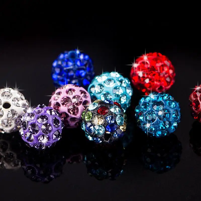 10mm 19 Colors Czech Crystal Rhinestones Pave Clay Round Disco Ball Loose Spacer Beads Bracelet Necklace Earring Making 10pcs/lo