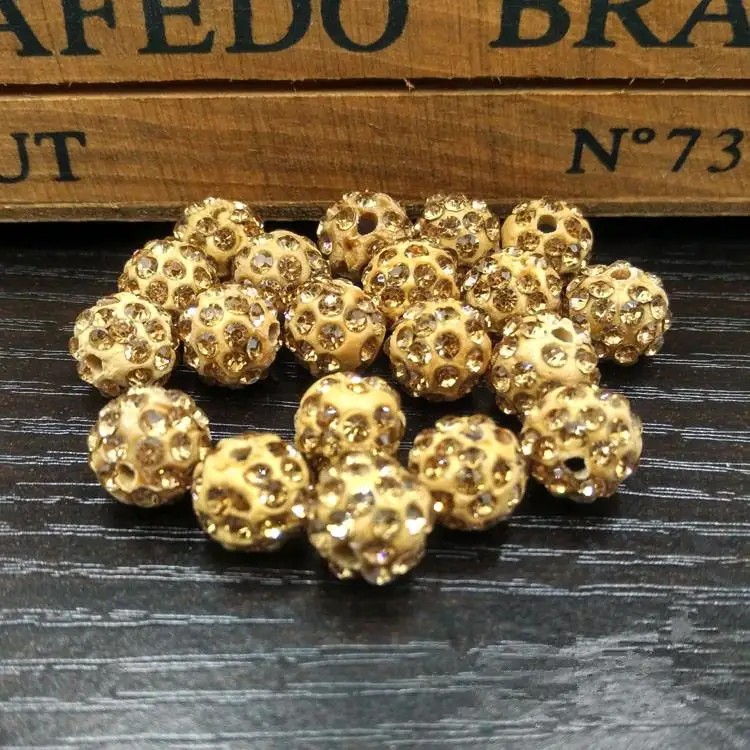 10mm 19 Colors Czech Crystal Rhinestones Pave Clay Round Disco Ball Loose Spacer Beads Bracelet Necklace Earring Making 10pcs/lo
