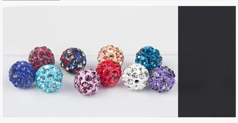 10mm 19 Colors Czech Crystal Rhinestones Pave Clay Round Disco Ball Loose Spacer Beads Bracelet Necklace Earring Making 10pcs/lo