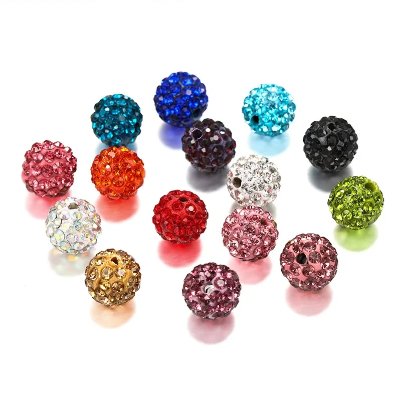 10mm 19 Colors Czech Crystal Rhinestones Pave Clay Round Disco Ball Loose Spacer Beads Bracelet Necklace Earring Making 10pcs/lo