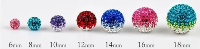 10mm 19 Colors Czech Crystal Rhinestones Pave Clay Round Disco Ball Loose Spacer Beads Bracelet Necklace Earring Making 10pcs/lo