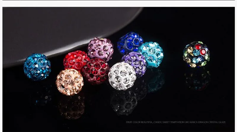 10mm 19 Colors Czech Crystal Rhinestones Pave Clay Round Disco Ball Loose Spacer Beads Bracelet Necklace Earring Making 10pcs/lo