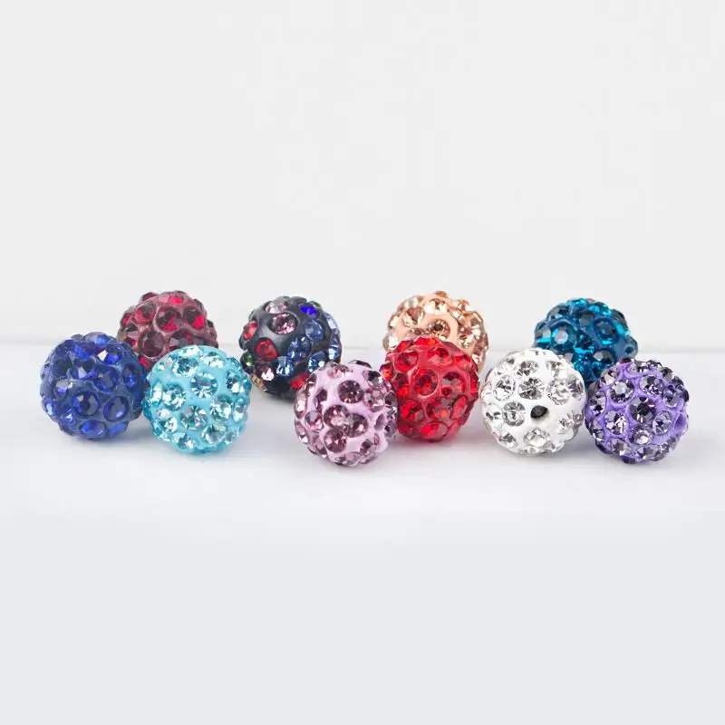10mm 19 Colors Czech Crystal Rhinestones Pave Clay Round Disco Ball Loose Spacer Beads Bracelet Necklace Earring Making 10pcs/lo