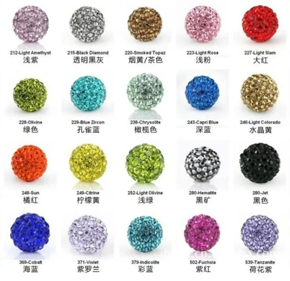 10mm 19 Colors Czech Crystal Rhinestones Pave Clay Round Disco Ball Loose Spacer Beads Bracelet Necklace Earring Making 10pcs/lo