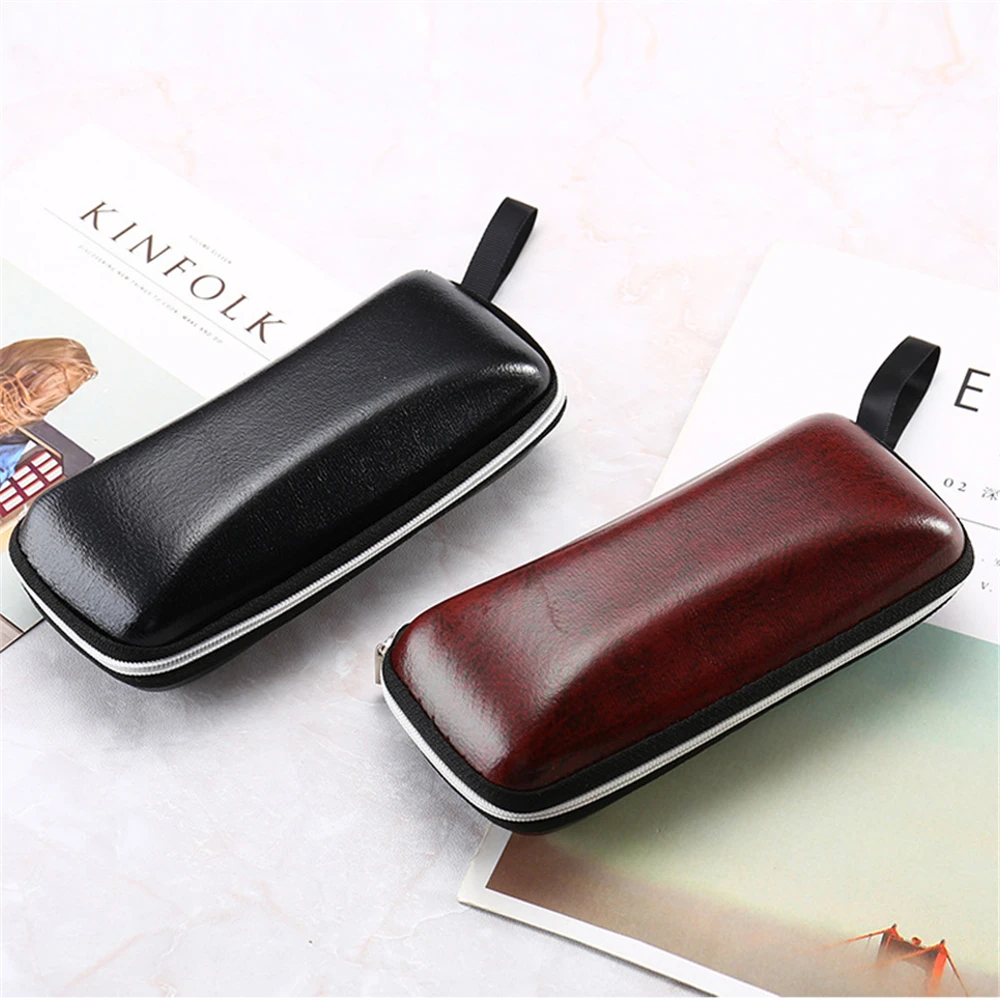 VIVIBEE Men Black PU Leather Sunglasses Case Zipper Waterproof Sun Glasses Eyewear Storage Men Eyeglasses Genuine Spectacle Box