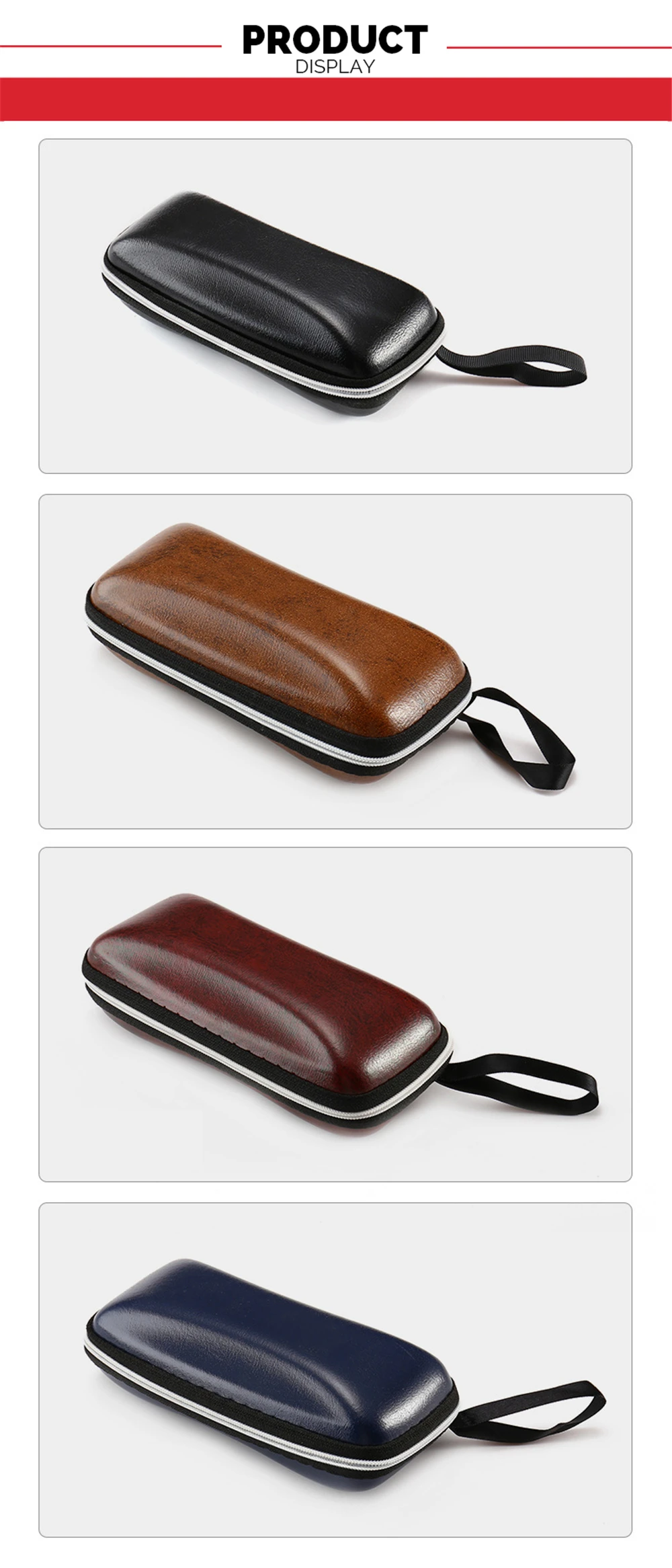 VIVIBEE Men Black PU Leather Sunglasses Case Zipper Waterproof Sun Glasses Eyewear Storage Men Eyeglasses Genuine Spectacle Box