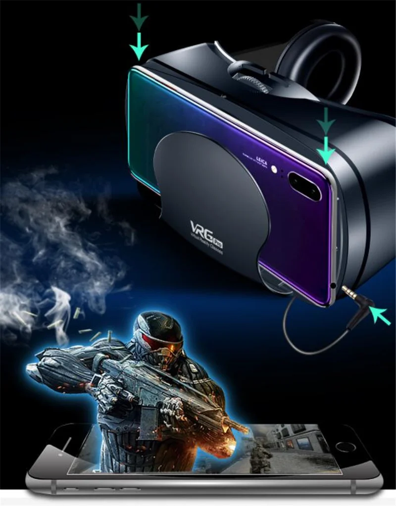 Virtual Reality VR Glasses IMAX Huge Screen HD 3D Glasses Google Cardboard Box VR Headset Helmet for 5-7" Phone,Support Gamepad