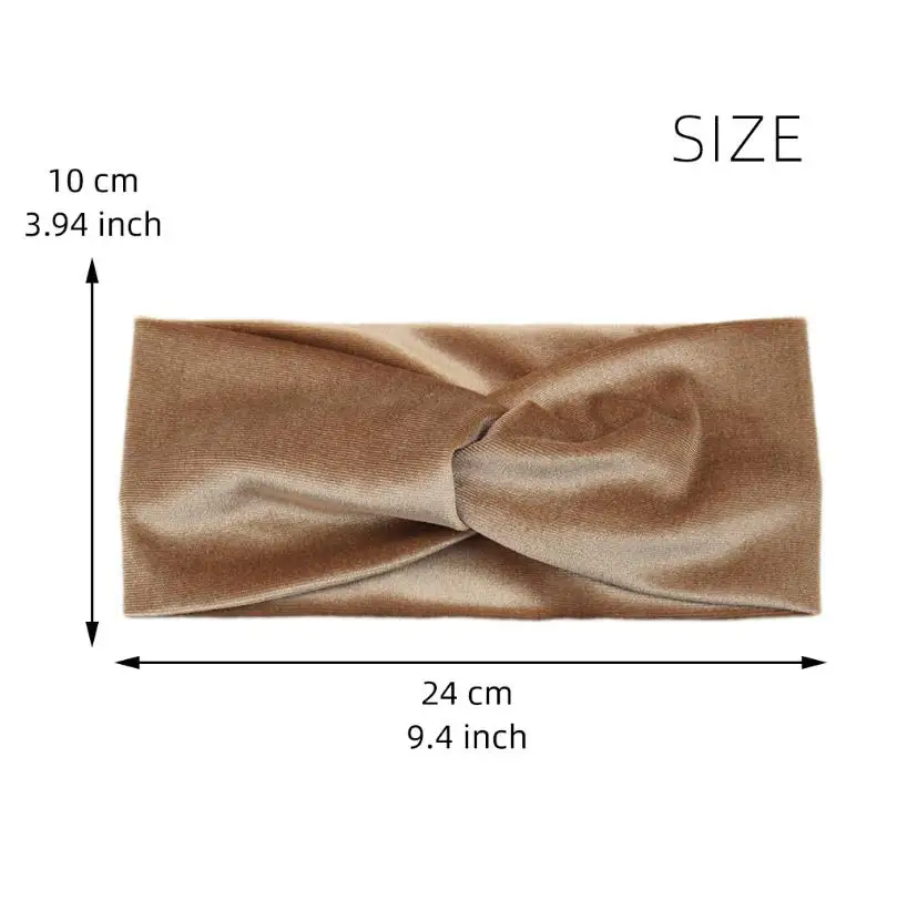 Fashion Solid Color Gold Velvet Cross Stretch Fabric Women Girl Headband Headpiece Turban Bandage Hair Accessories Headwear