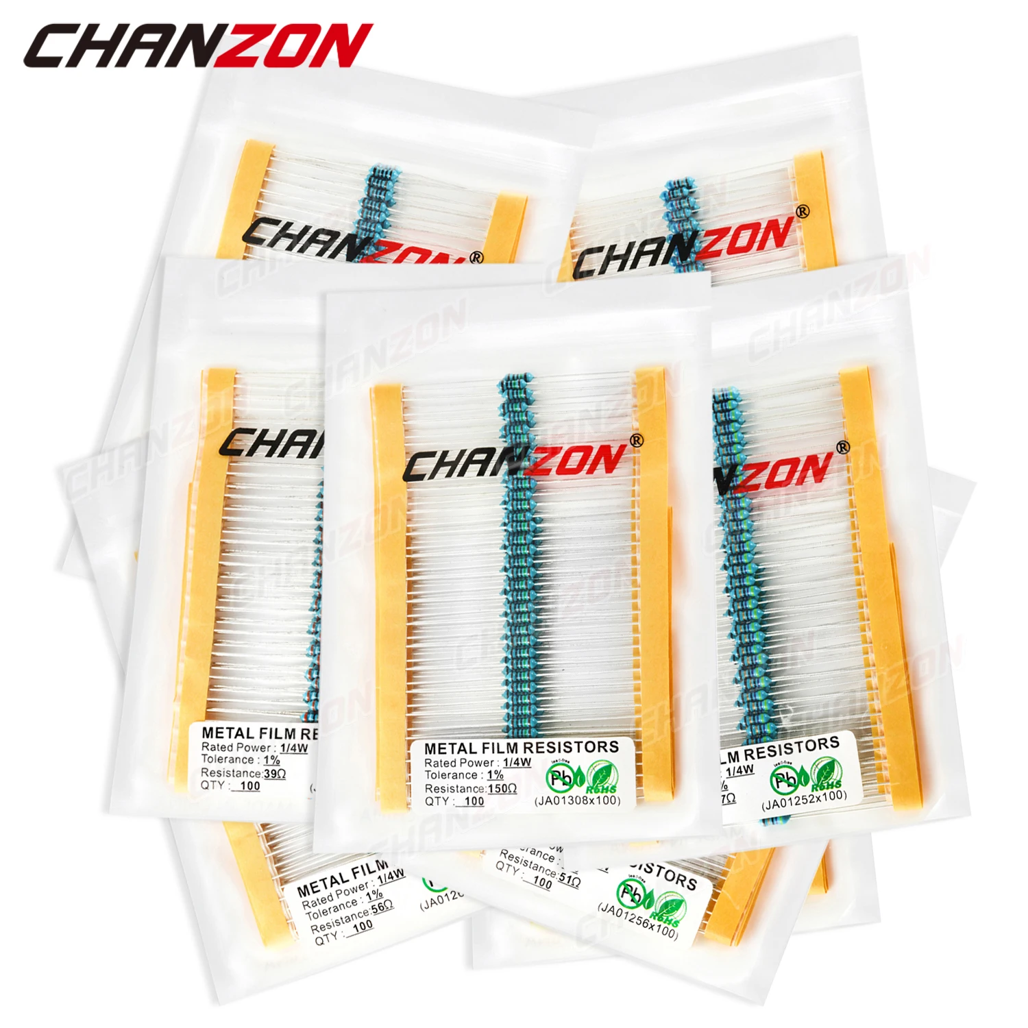 121 Values 100pcs 1/4W 1% 1ohm - 4.7M Metal Film Resistors 1/4 Watt High Precision MF Fixed 47 100 220 330 1K 4.7K 10K ohm 10ohm