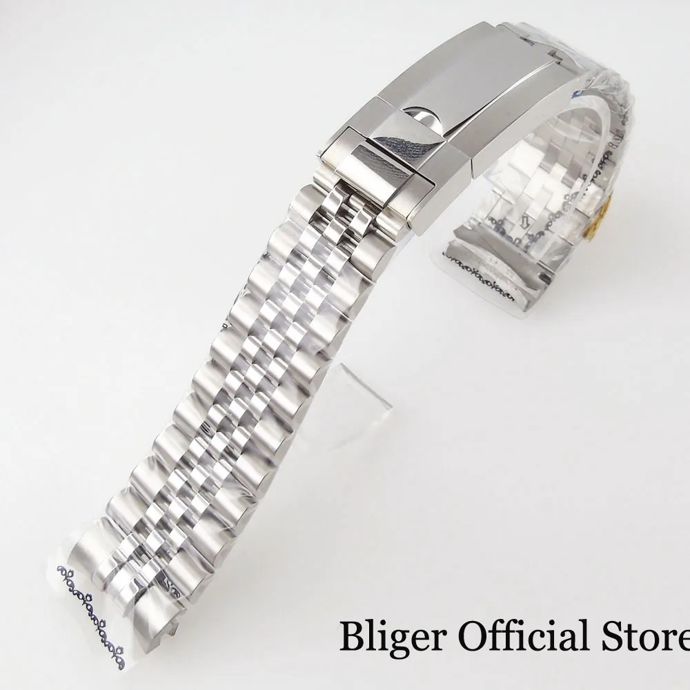 Silver Black 20mm Width Stainless Steel Watch Strap Bracelet Two Tone Gold/Rose Gold Glide Lock Clasp for Dive Men Watch