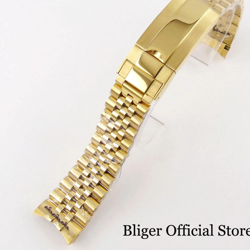 Silver Black 20mm Width Stainless Steel Watch Strap Bracelet Two Tone Gold/Rose Gold Glide Lock Clasp for Dive Men Watch