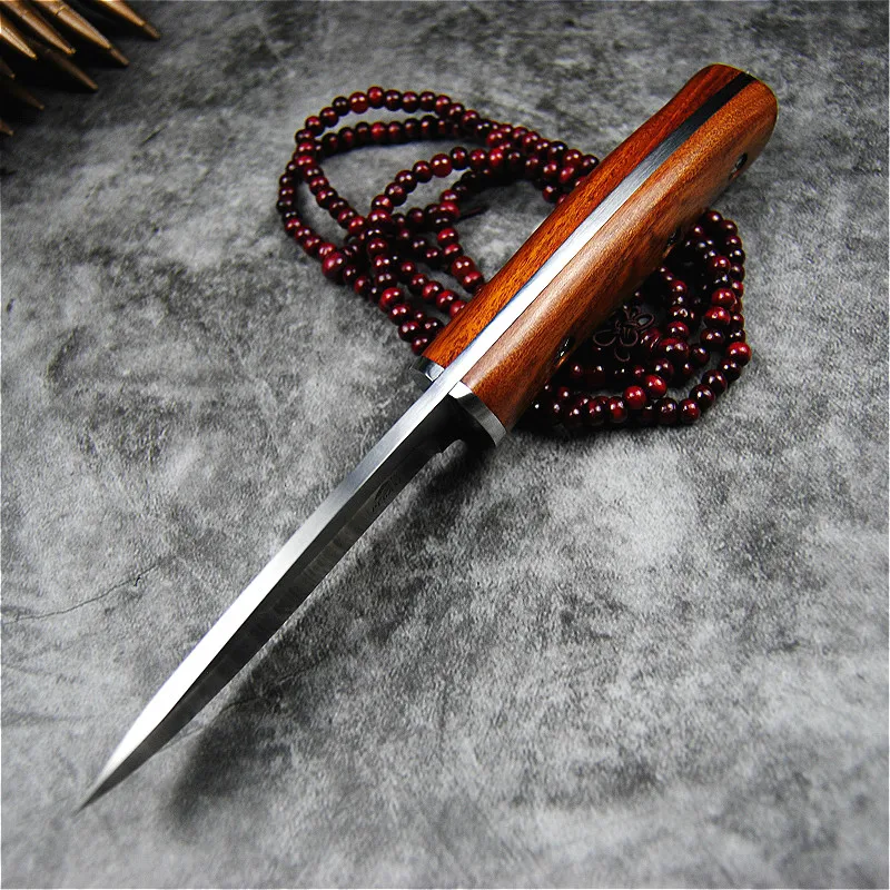 Japanese mirror-polished high-gloss 9CR18Mov knife - a practical outdoor self-defense blade for camping