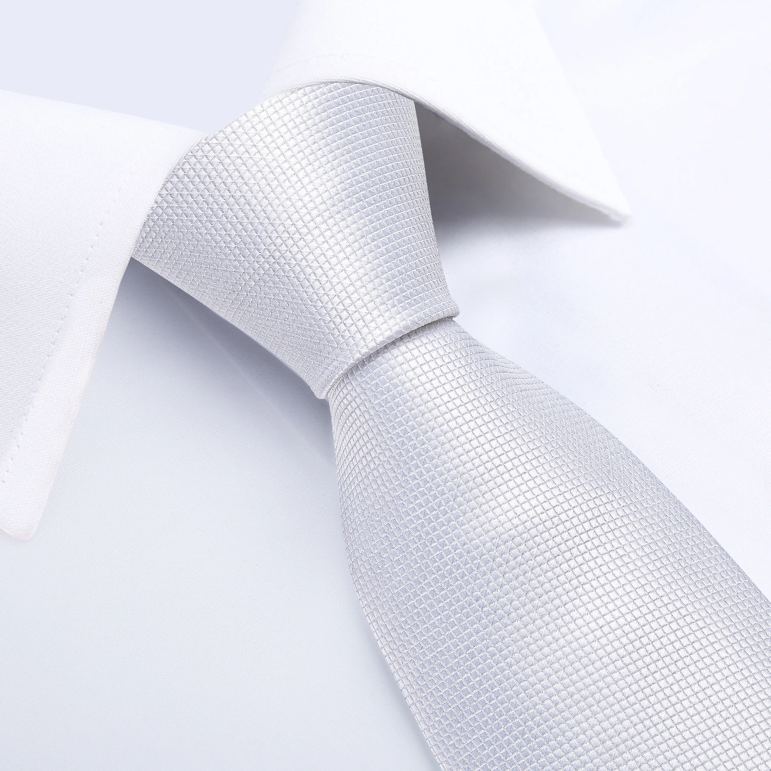 8cm Men Tie White Solid Necktie Men's Formal Wedding Party Ties Cufflinks Hanky Flower Brooch Set Men Gift Corbatas DiBanGu