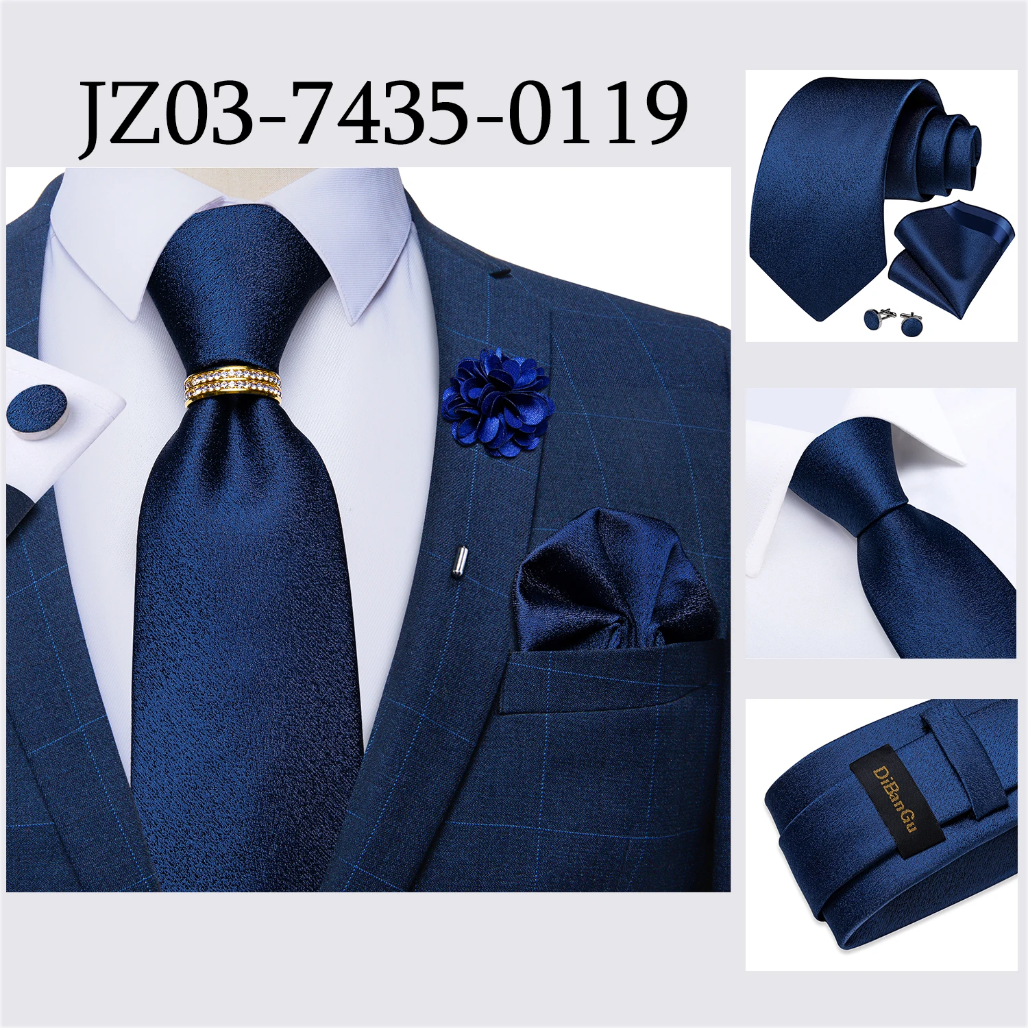 8cm Men Tie White Solid Necktie Men's Formal Wedding Party Ties Cufflinks Hanky Flower Brooch Set Men Gift Corbatas DiBanGu