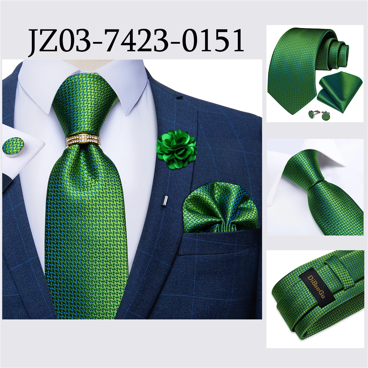 8cm Men Tie White Solid Necktie Men's Formal Wedding Party Ties Cufflinks Hanky Flower Brooch Set Men Gift Corbatas DiBanGu