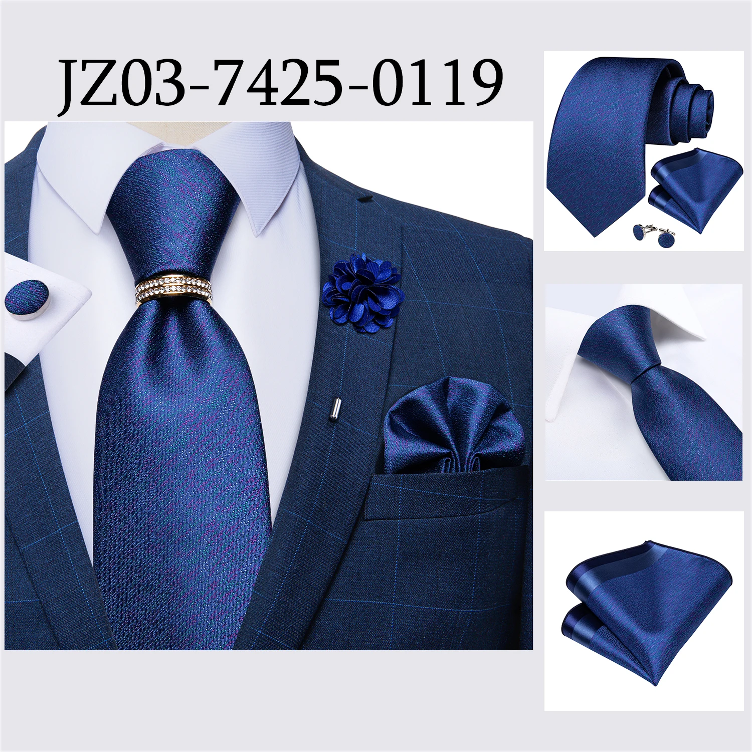 8cm Men Tie White Solid Necktie Men's Formal Wedding Party Ties Cufflinks Hanky Flower Brooch Set Men Gift Corbatas DiBanGu