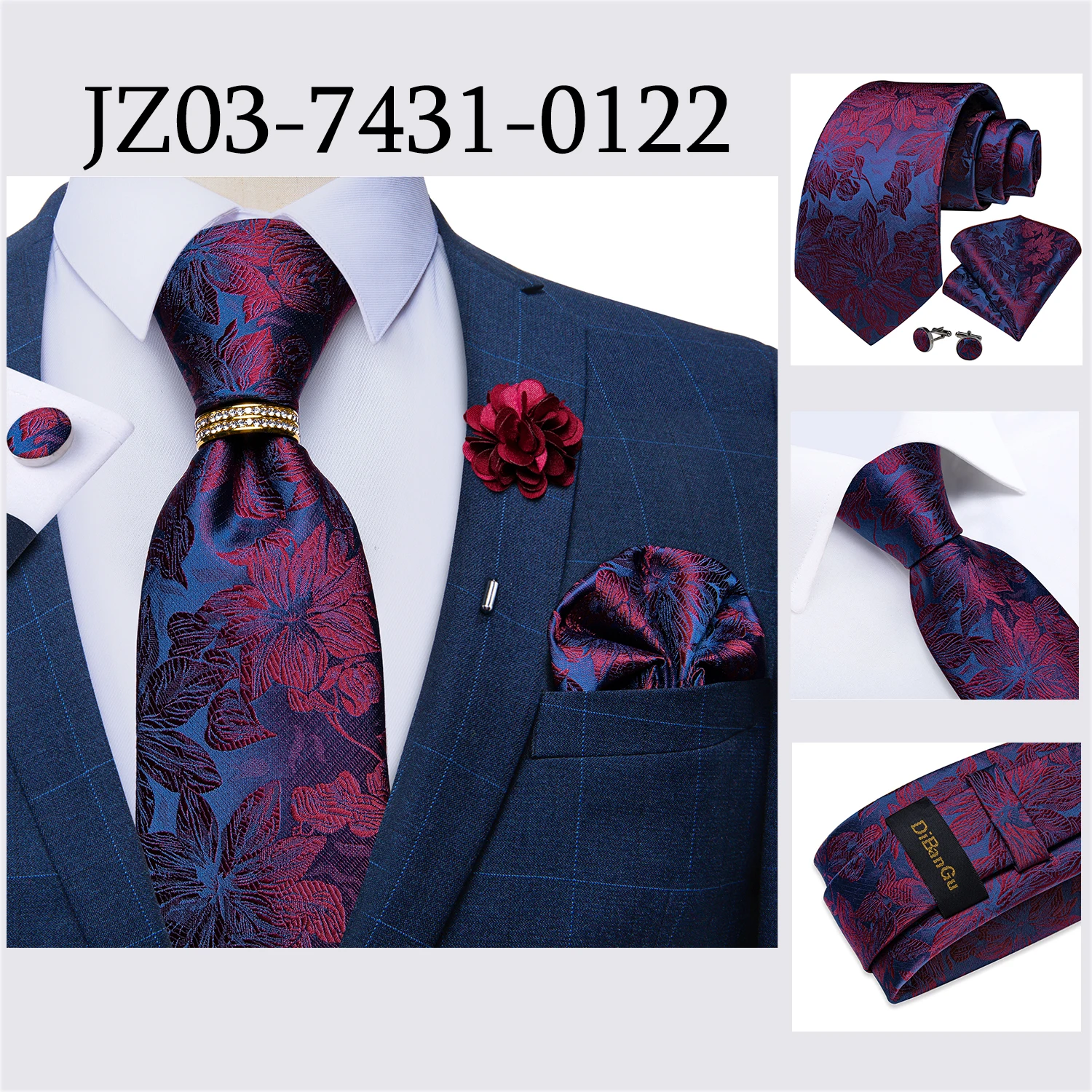 8cm Men Tie White Solid Necktie Men's Formal Wedding Party Ties Cufflinks Hanky Flower Brooch Set Men Gift Corbatas DiBanGu