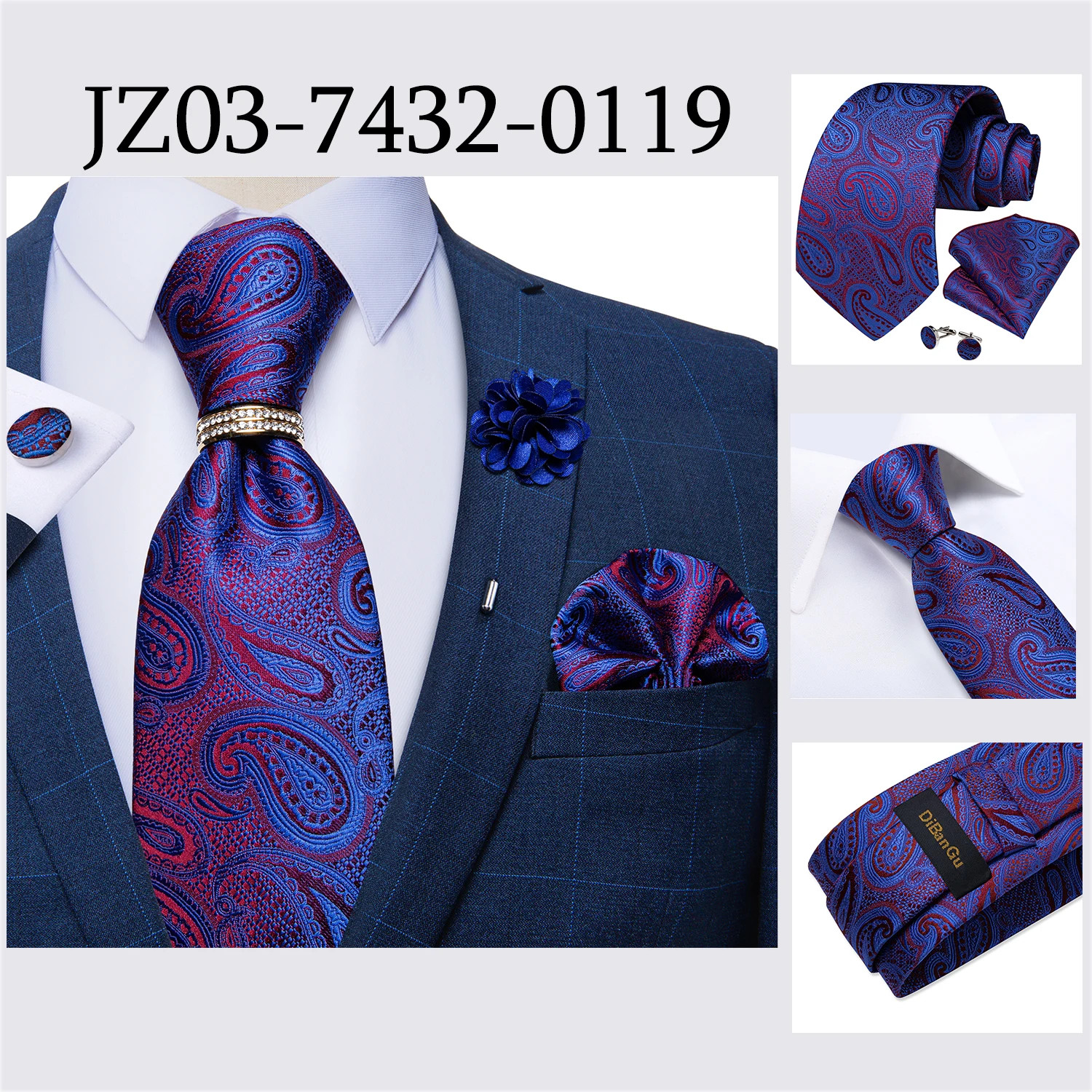 8cm Men Tie White Solid Necktie Men's Formal Wedding Party Ties Cufflinks Hanky Flower Brooch Set Men Gift Corbatas DiBanGu