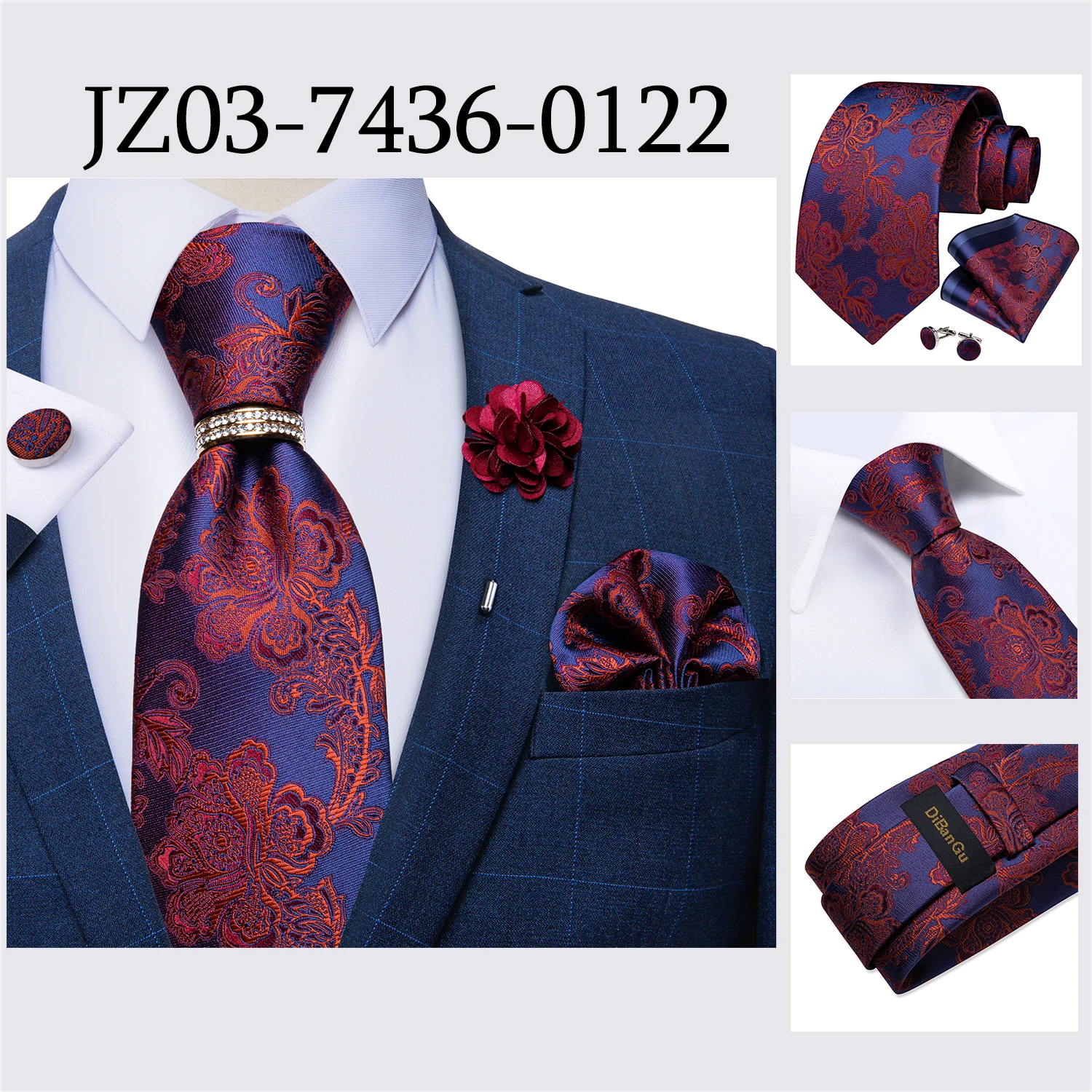 8cm Men Tie White Solid Necktie Men's Formal Wedding Party Ties Cufflinks Hanky Flower Brooch Set Men Gift Corbatas DiBanGu
