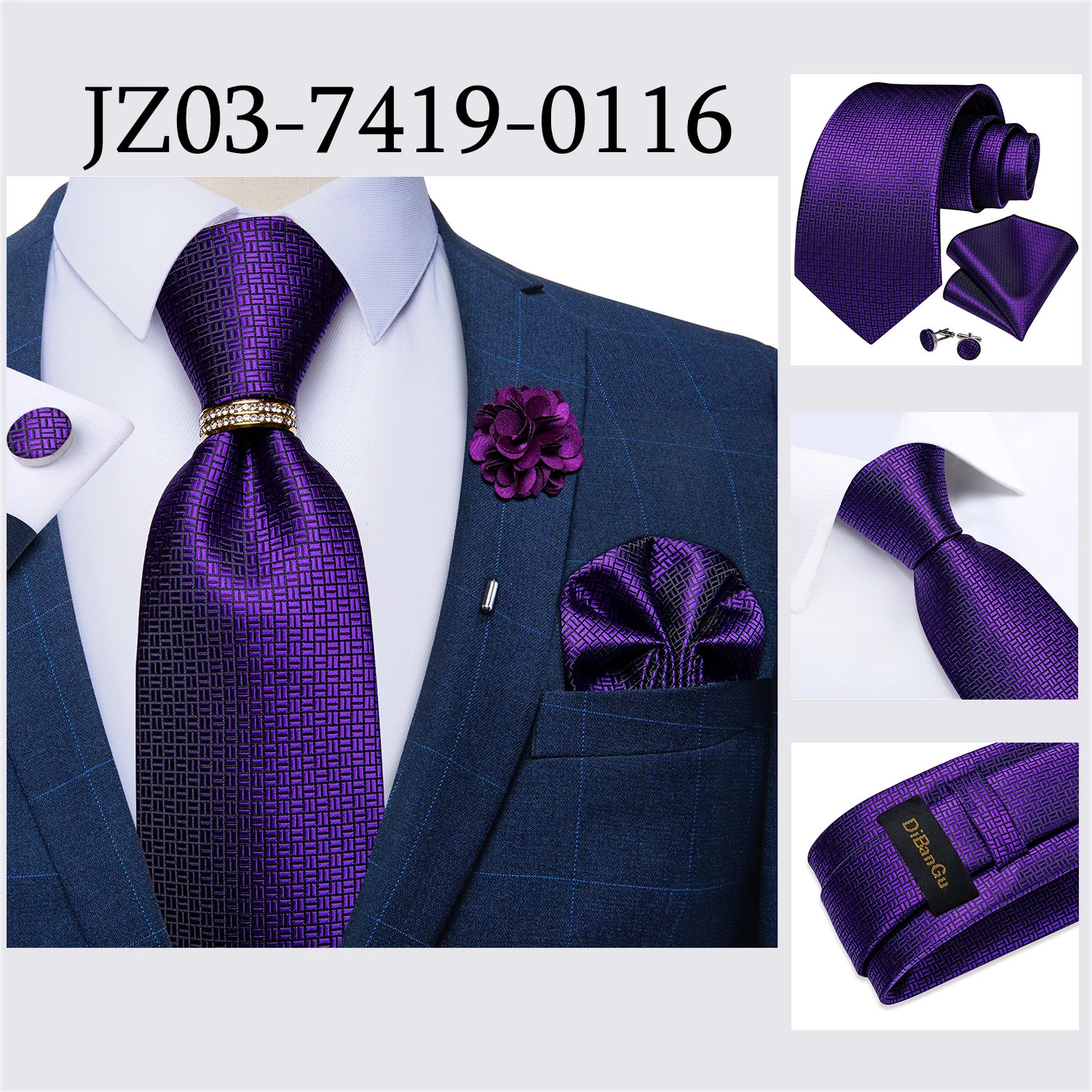8cm Men Tie White Solid Necktie Men's Formal Wedding Party Ties Cufflinks Hanky Flower Brooch Set Men Gift Corbatas DiBanGu