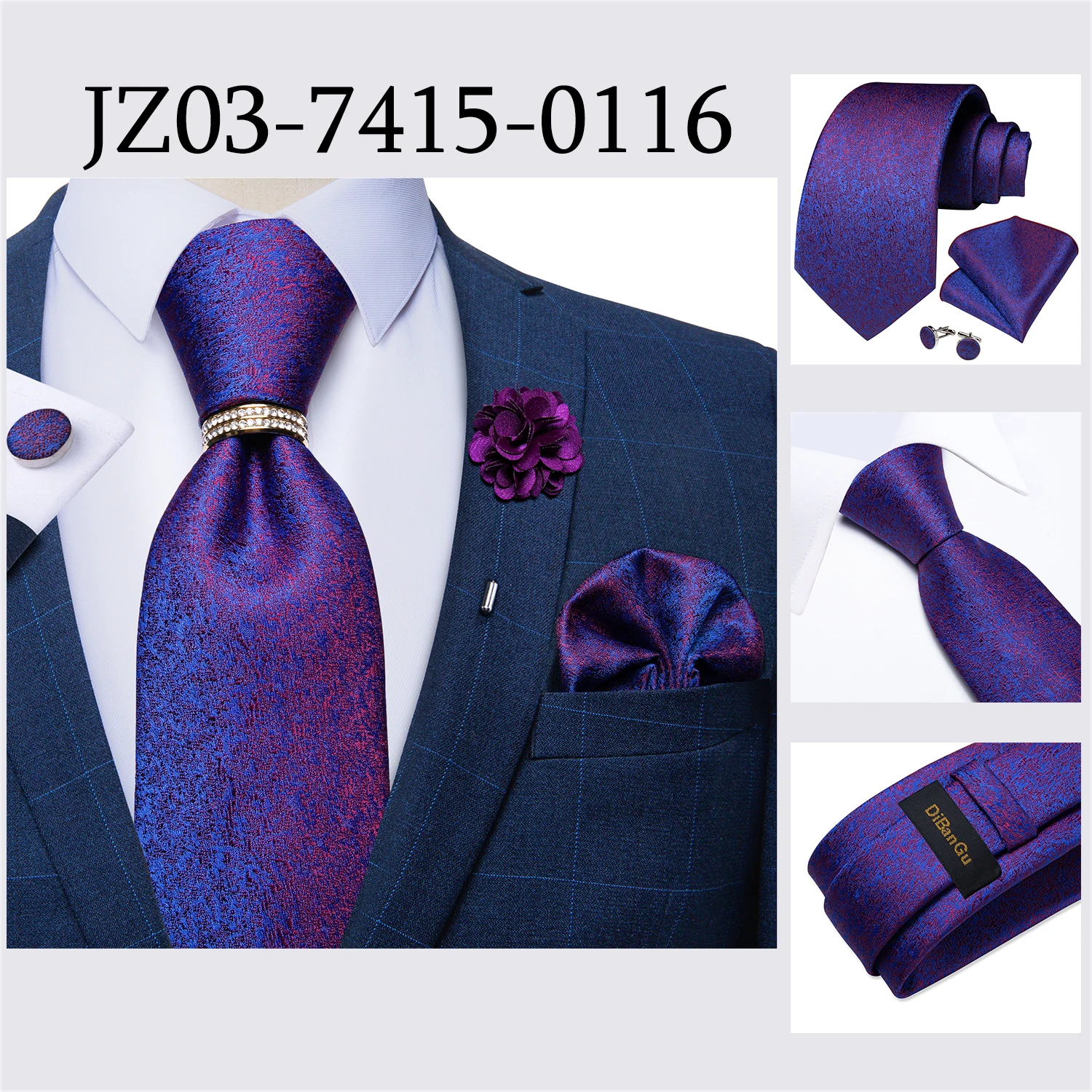 8cm Men Tie White Solid Necktie Men's Formal Wedding Party Ties Cufflinks Hanky Flower Brooch Set Men Gift Corbatas DiBanGu