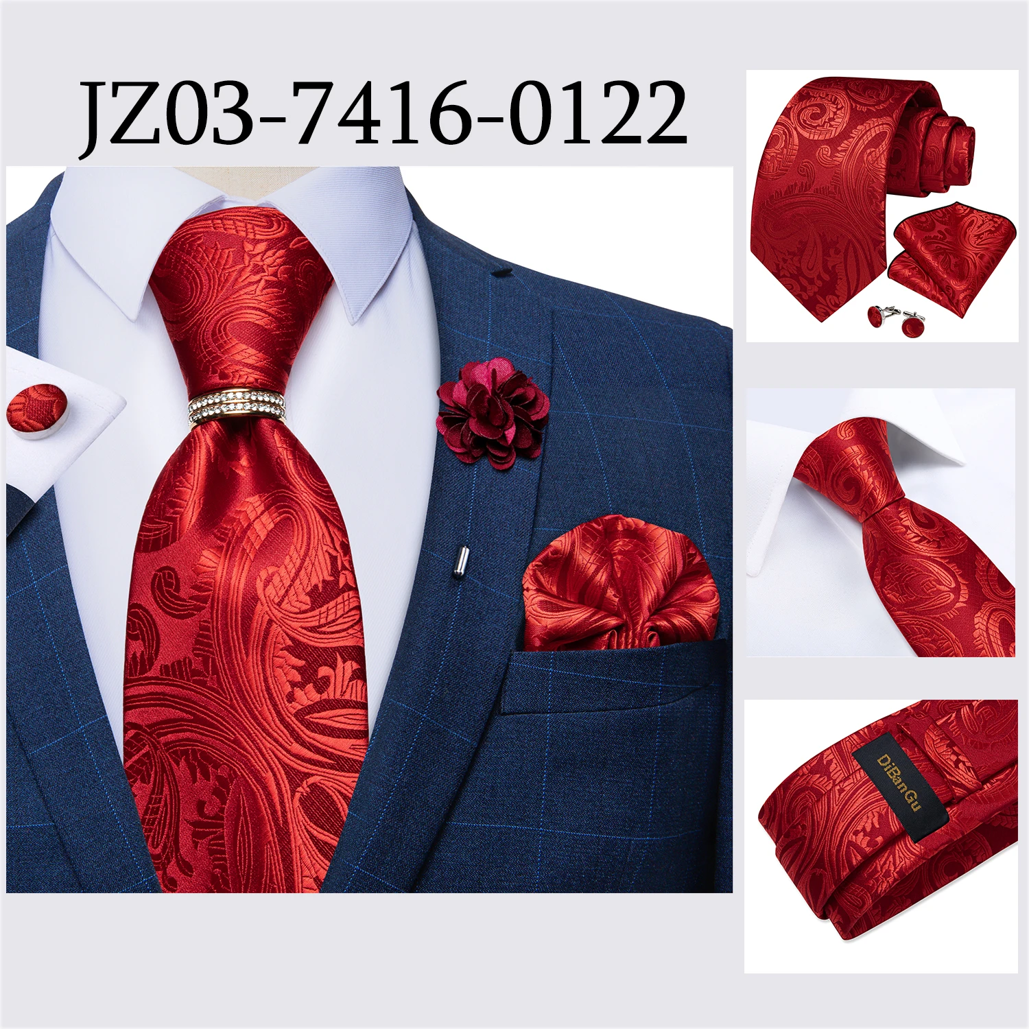 8cm Men Tie White Solid Necktie Men's Formal Wedding Party Ties Cufflinks Hanky Flower Brooch Set Men Gift Corbatas DiBanGu
