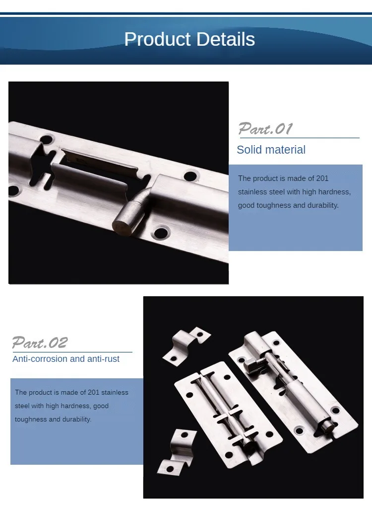 Apstelle 1Pcs 1.5/2/2.5/3/4/5/6/8/10/12 Inch Stainless Steel Door Latch Sliding Lock Bolt Latch Hasp Staple Gate Safety Lock