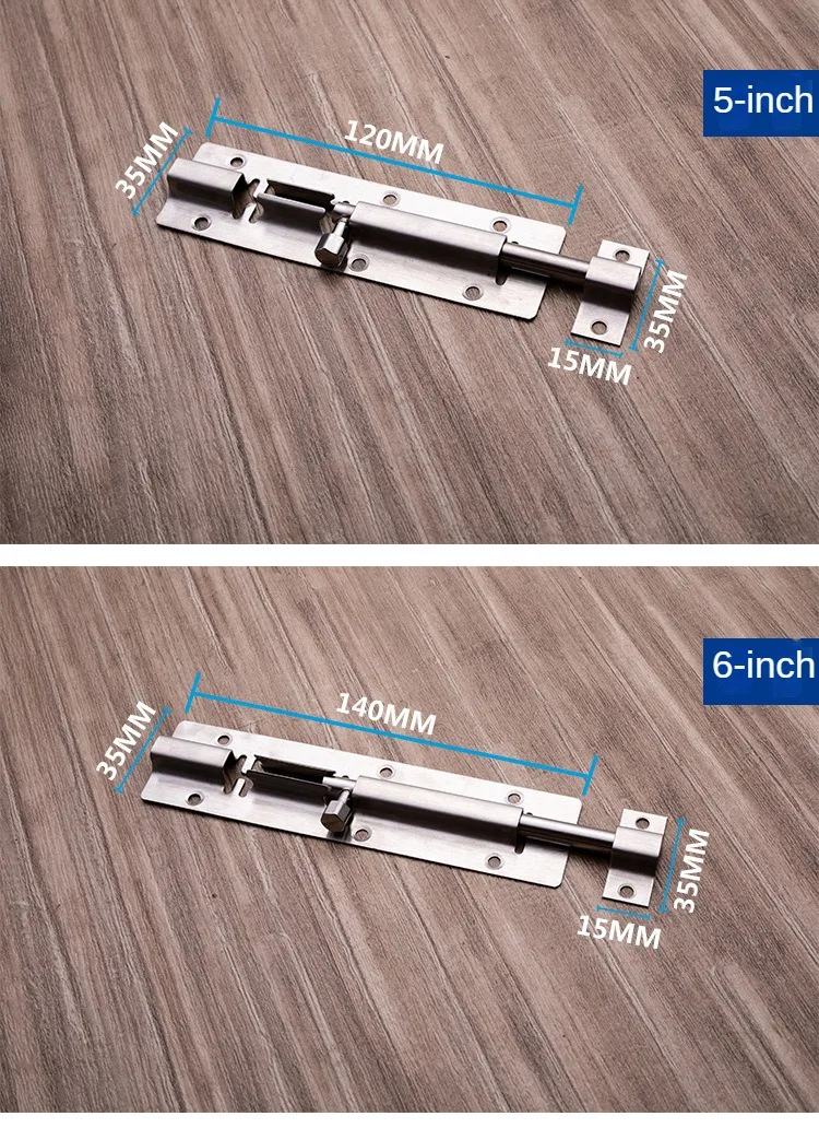 Apstelle 1Pcs 1.5/2/2.5/3/4/5/6/8/10/12 Inch Stainless Steel Door Latch Sliding Lock Bolt Latch Hasp Staple Gate Safety Lock