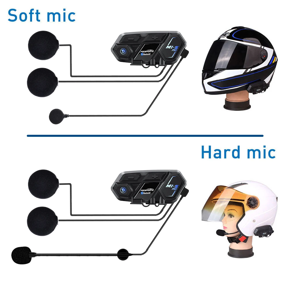 Fodsports Motorcycle Bluetooth Helmet Headset Intercom for 8 Riders M1S Pro Waterproof Wireless Intercomunicador Interphone MP3