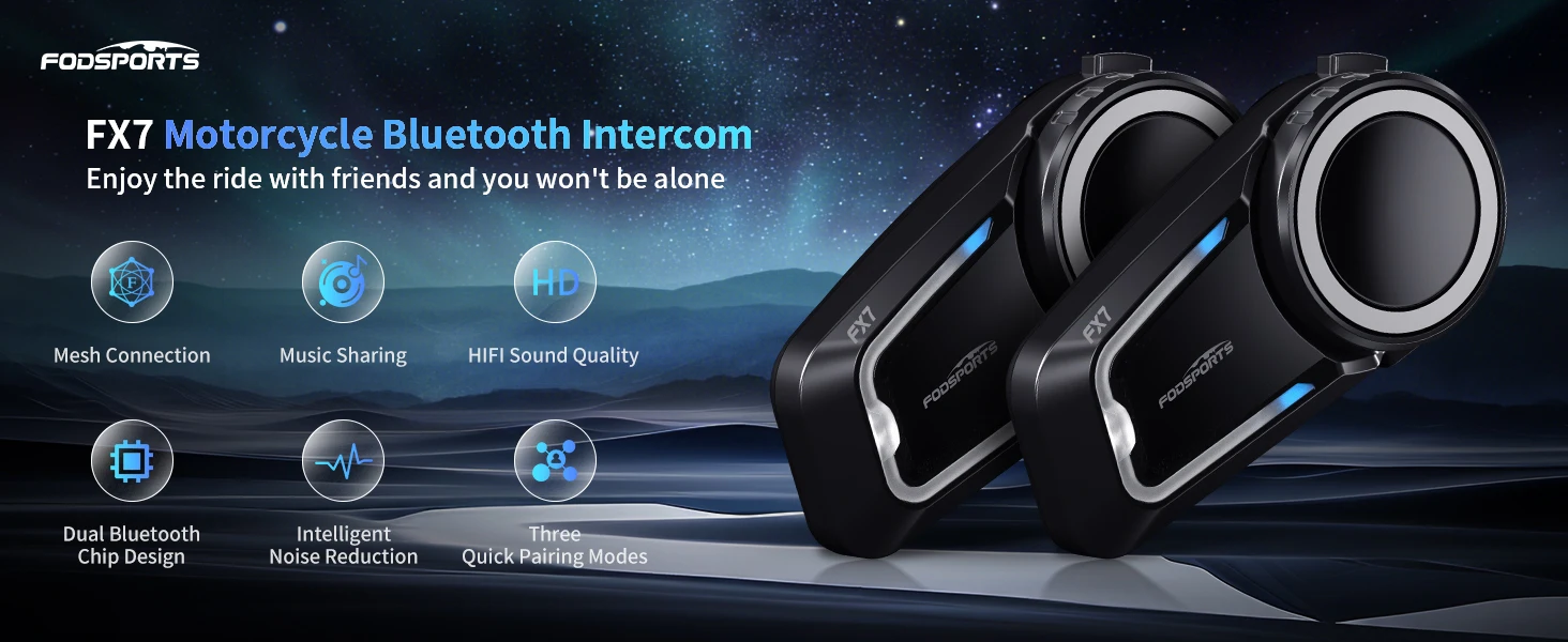 Fodsports Motorcycle Bluetooth Helmet Headset Intercom for 8 Riders M1S Pro Waterproof Wireless Intercomunicador Interphone MP3