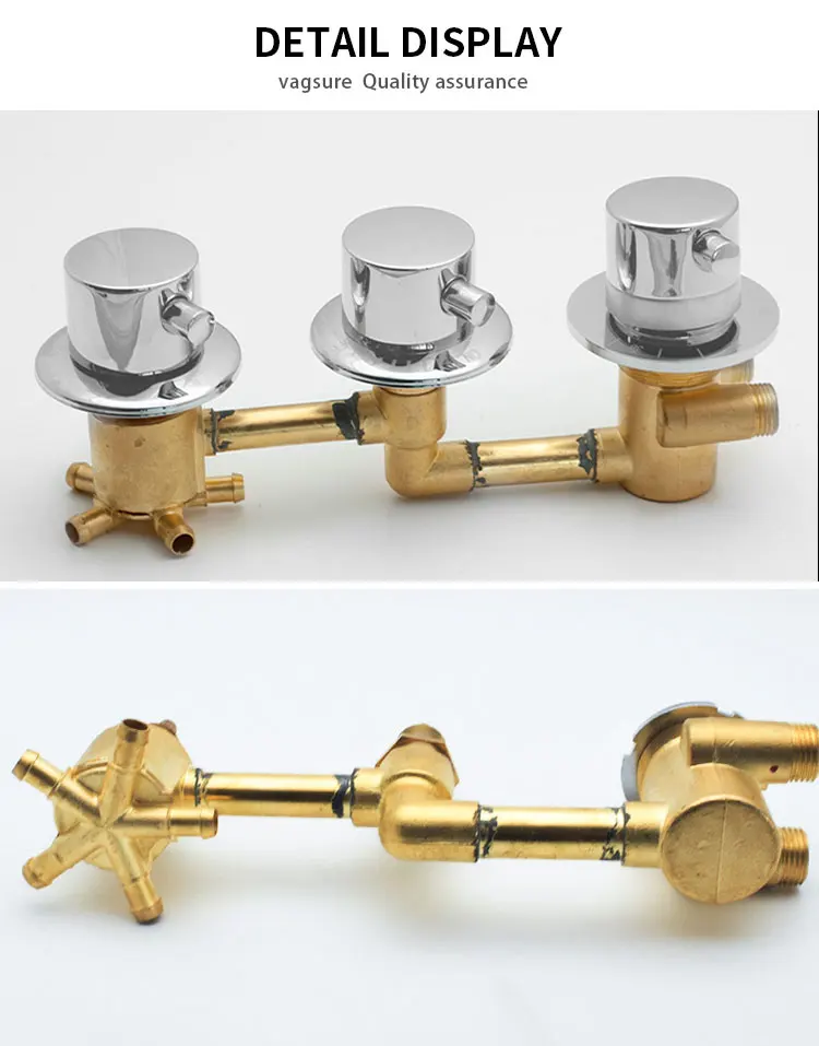 New Triple Handle Thermostatic Brass Shower Faucet Shower Room Auto Thermostatic Control Valve Mixer Tap 2/3/4/5 Way Diverter