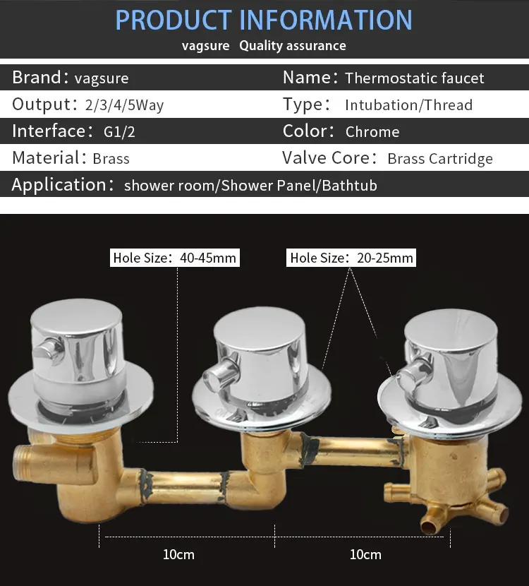 New Triple Handle Thermostatic Brass Shower Faucet Shower Room Auto Thermostatic Control Valve Mixer Tap 2/3/4/5 Way Diverter