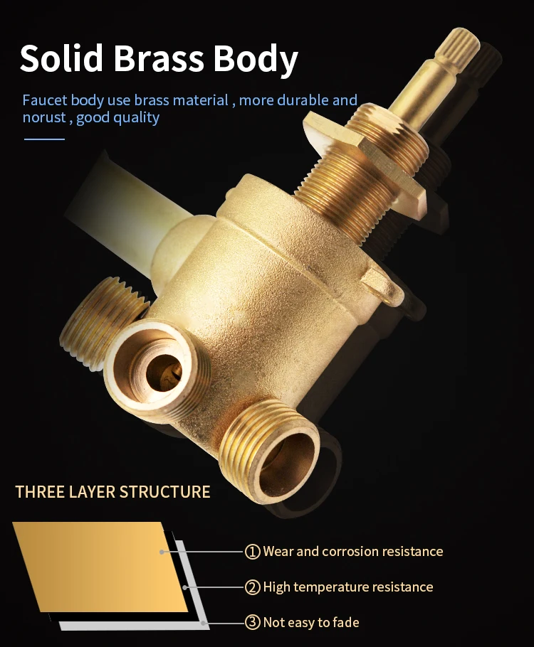 New Triple Handle Thermostatic Brass Shower Faucet Shower Room Auto Thermostatic Control Valve Mixer Tap 2/3/4/5 Way Diverter