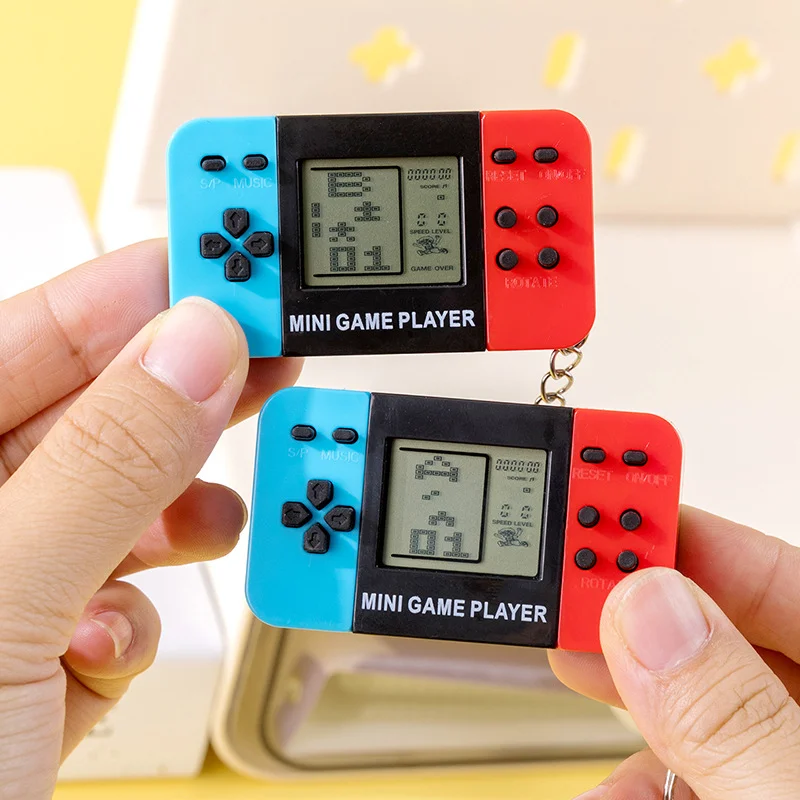 Handheld electronic game console handheld toy classic nostalgic Tetris game keychain small pendant