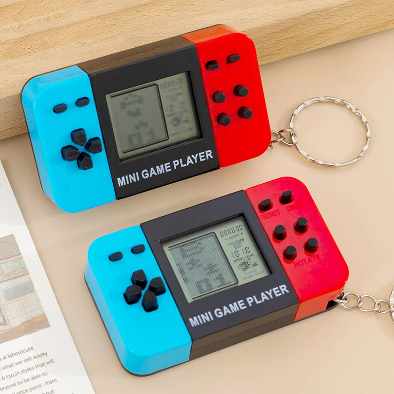 Handheld electronic game console handheld toy classic nostalgic Tetris game keychain small pendant