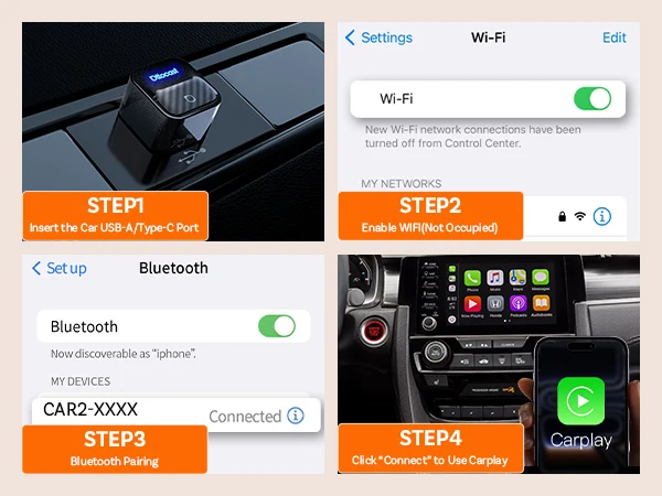 Ottocast Mini Core Wireless CarPlay Adapter Android Auto Adapter Wired to Wireless Dongle Fast Auto Reconnect Plug and Play NEW